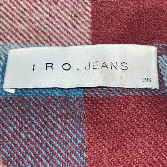 I R O JEANS SOANE FLANNEL BUFFALO PLAID POP-OVER MIDI SHIRT DRESS - EUC -Size 36 - Picture 11 of 16